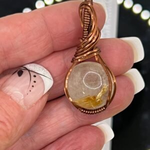 Golden Rutile in Antique Copper Wire Wrap